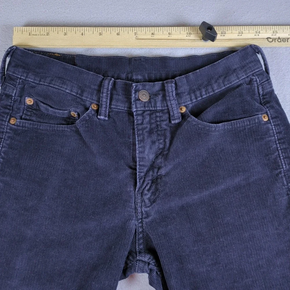 Levis 514 Corduroy Pants Mens 29x28 Blue Straight Fit Zip Fly Stretch White Tab